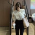 Thiết kế áo blouse thích hợp, cổ áo dài tay màu xanh nước biển, áo sơ mi ren trắng xù, quần áo nữ mới mùa thu năm 2021 - Áo sơ mi dài tay Áo sơ mi dài tay