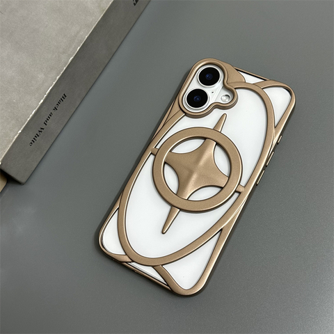 Art Deco Silver Star Hollow Cross Stitched MagSafe Phonev Plus/Pro/Max – 16, 15, 14, 13, 12 iPhone Case