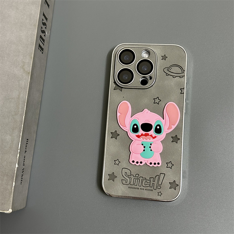 3D Cartoon Stitch For Girls Synthetic Leather Plus/Pro/Max – 16, 15, 14, 13, 12 iPhone Case