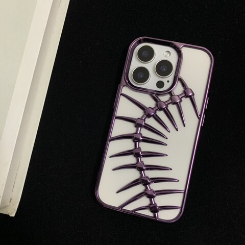 Hollow Punk Ribcage Black White Skeletal Illustration iPhone Case
