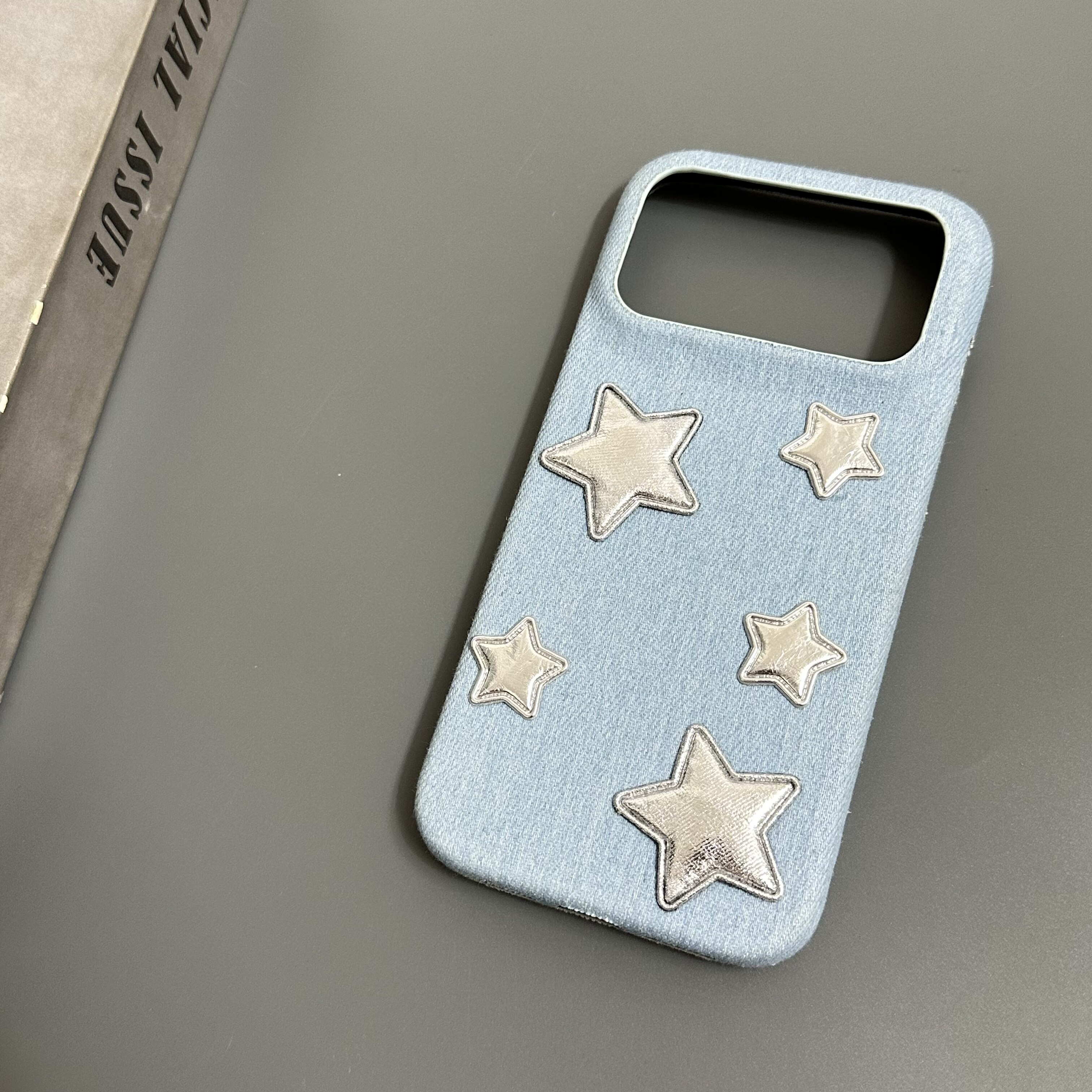 Girls Silver Stars Denim iPhone Case