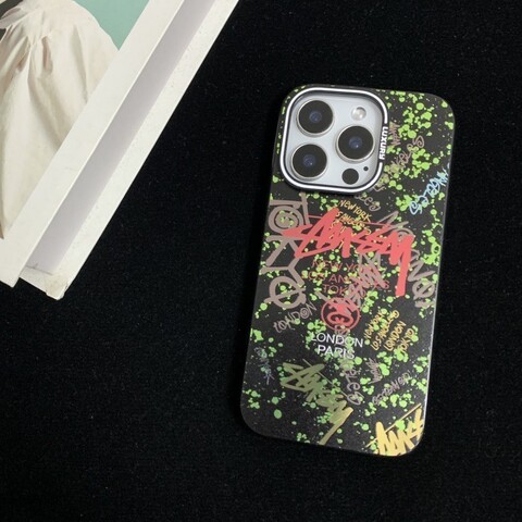 Stussy Graffiti Blue Black Silver iPhone Case