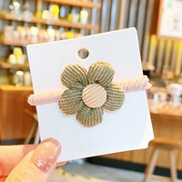 005 Зеленая полосатая цветочная веревка для волос