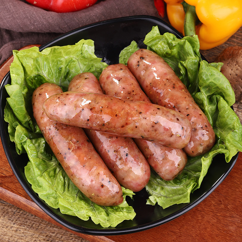 欣赏烤肠纯肉香肠黑椒地道肠热狗肠手工烤肠批发台湾风味纯肉肠