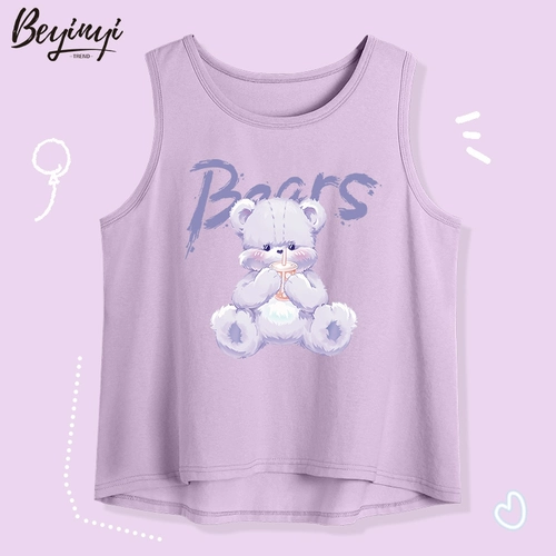 Летняя майка топ, хлопковая футболка без рукавов, оверсайз