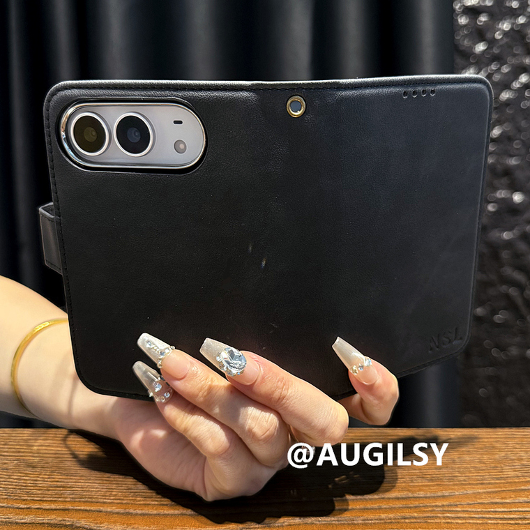 Brown Leather Card Slots Flip Foldable iPhone Case