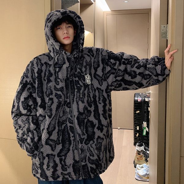 [余庆伟] в этом же моделье леопард плюш пальто европа и америка [hiphop炸街] хлопок [服] американский ретро хлопок мужской