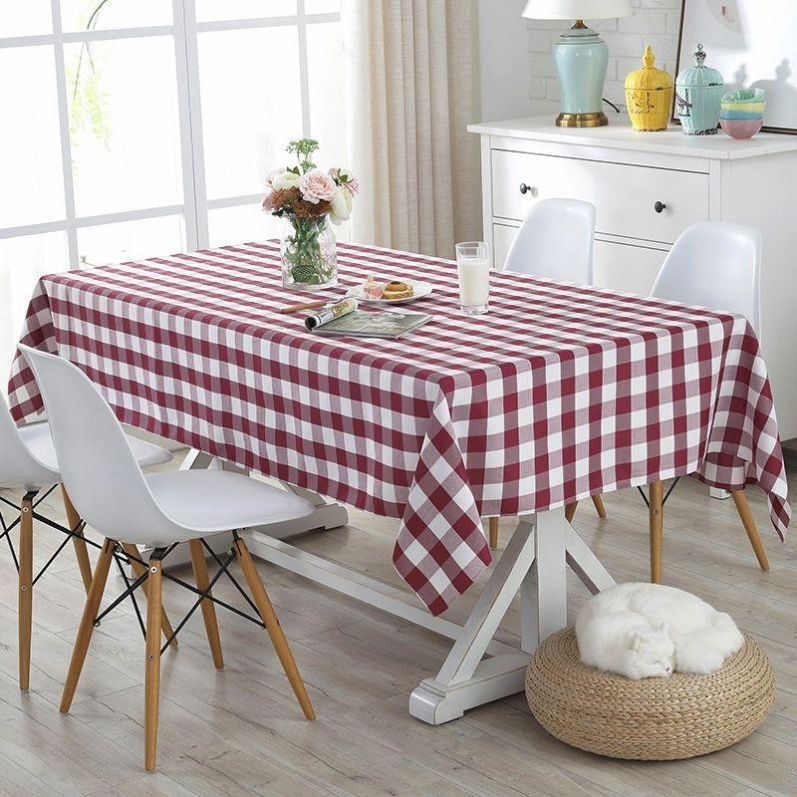 [USD 6.82] Red White Plaid Tea Table Cover Towel Xibei Noodle Village ...