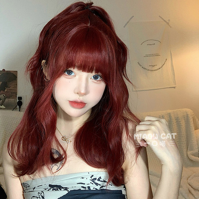 taobao agent A meow wig girl naturally versatile summer hot girl sweet girl medium long curly hair realistic net red daily fashion wigs