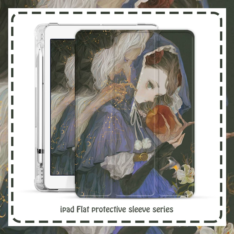 Защитный чехол для планшета Cold Wind Girl 2020/19/8 новых iPad Air4/3/2/1, совместимый с 10.2/9.7 дюймов, три защелки, борозды, PRO11 вращающийся корпус, кожаный чехол для Apple mini45, 5/6 5/6