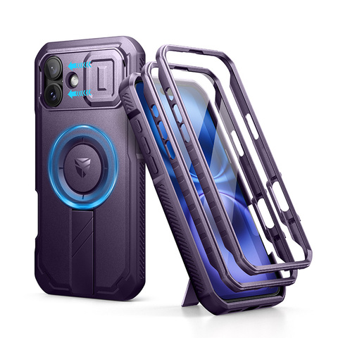 Dexnor Kickstand Camera Lens Protection Multifunctional 3 Layer Drop Resistant Heavy Duty 16, 16 Plus, 16 Pro, 16 Pro Max