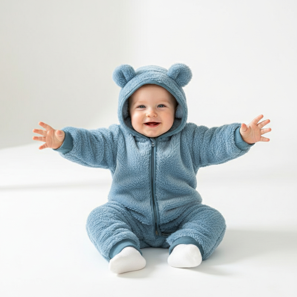 小猪大卫毛绒连体衣保暖爬服