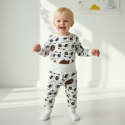 小猪大卫春秋婴儿纯棉内衣套装高腰护肚套装男童女宝宝A类居家服