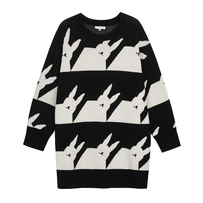 Wei Ya recommends Li Hongyan, a designer's joint model, mid-length loose-fitting outer wear thousand rabbit wool sweater