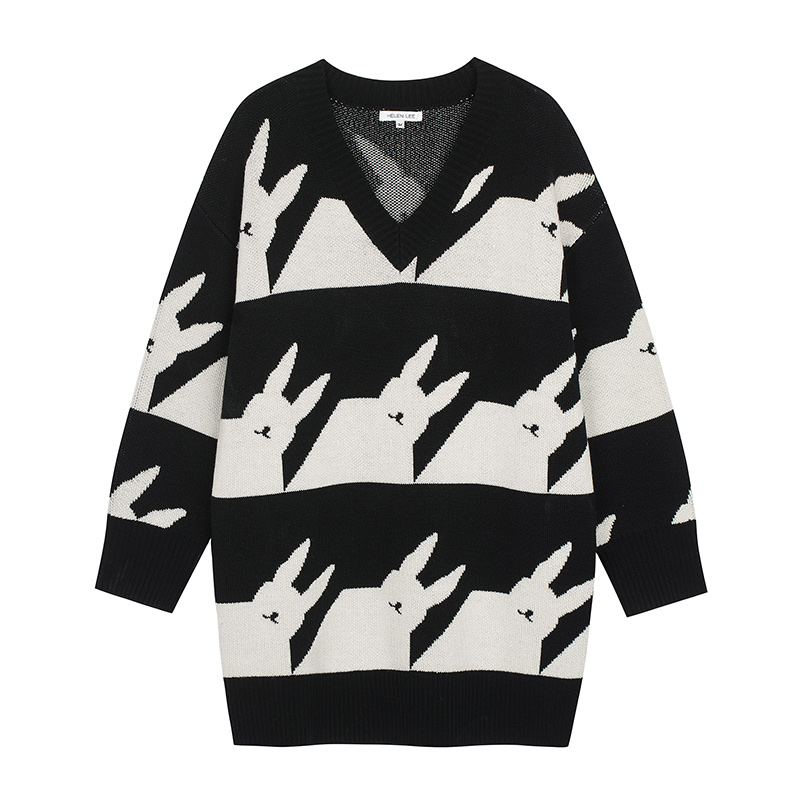 Wei Ya recommends Li Hongyan, a designer's joint model, mid-length loose-fitting outer wear thousand rabbit wool sweater