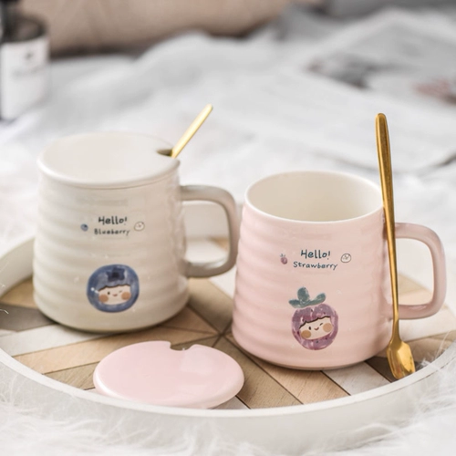 Пара чашки в стиле стиль высокого класса керамическая ложка кофейная чашка милая студенческая молочная чашка
