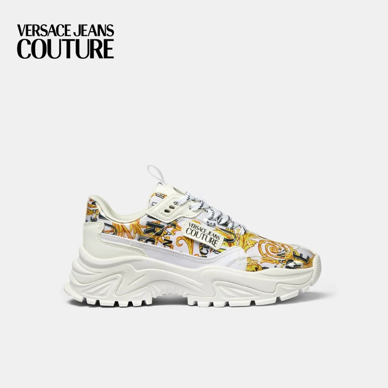 [Выбранная скидка] Versace Jeans Couture Мужские кэжуал-ботинки Dad Shoes Белые кроссовки
