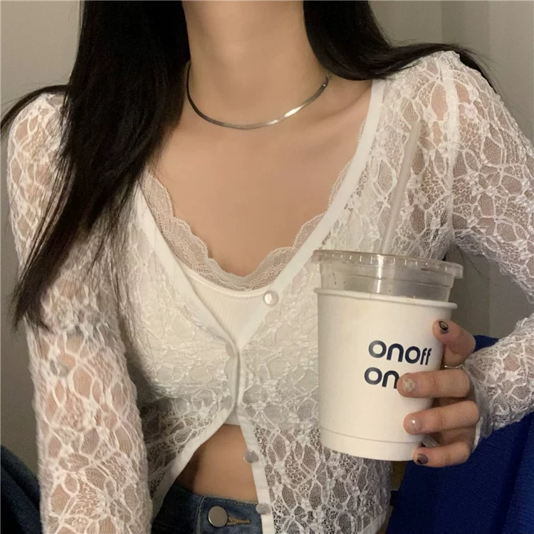 lace base sexy genuine cardigan, sun protection