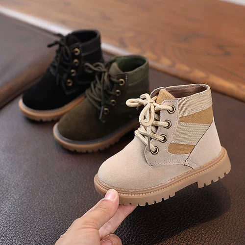 Martens, демисезонные матовые короткие сапоги для девочек, детские ботинки для мальчиков, туфли, 1-3 лет, мягкая подошва