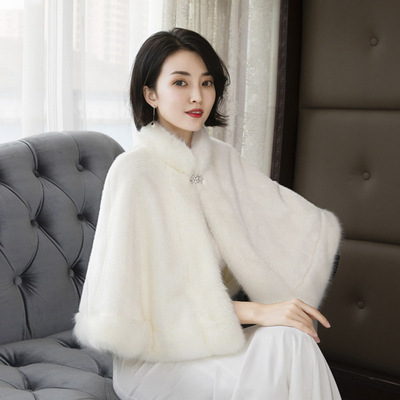 taobao agent Winter trench coat for bride, fleece keep warm evening dress