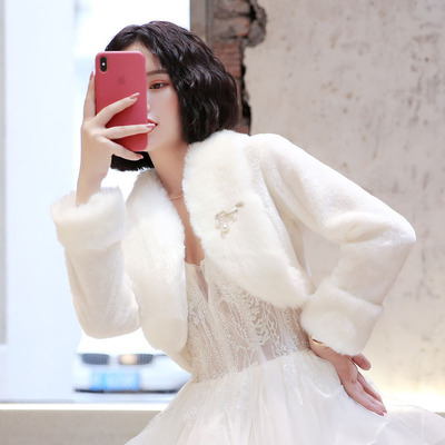 taobao agent Winter dress for bride, keep warm jacket, long sleeve, for bridesmaid