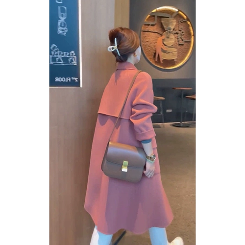 Демисезонное розовое шерстяное пальто, зимняя куртка, коллекция 2023, подходит для подростков, изысканный стиль