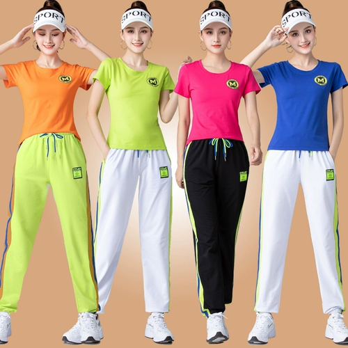 Летний модный танцующий спортивный костюм, короткий рукав