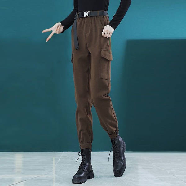 Шерстяные утепленные спортивные штаны для отдыха, коллекция 2022, высокая талия