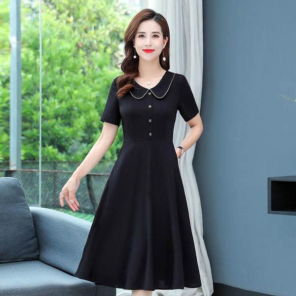 Летнее платье с коротким рукавом, длинная кукла, большой размер, в корейском стиле, в западном стиле, кукольный воротник, А-силуэт