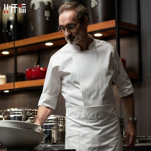 Seven -точка рукава шеф -повара рабочая одежда мужская длинная -настройка высококвалифицированных ресторан ресторан ресторан кухонная куртка Western Food Chef Service