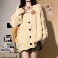 Белая куртка [Lazy Wind Soft Waxy/High -Level Super Look/Новый китайский вязаный свитер/небольшой ладан внутри/Новый продукт/Свободный/молоко Fufu/Зимняя износ/лесная система/мягкий клейкий]]