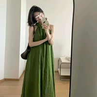Зеленая висящая юбка для шеи [популярная/стильная юбка/расслабление в этом году, весенняя цветочная юбка/женская модная мода/высокая изысканная/высокая королевская сестра Стиль/Супер красивый/взрыв/нишевый дизайн]