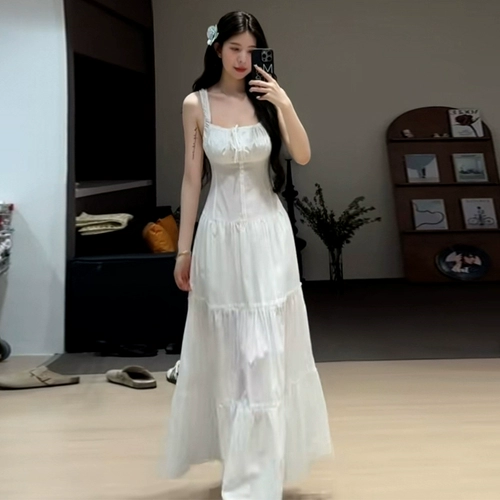 Майка, летнее платье, длинная юбка, французский стиль