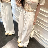 Белые джинсы, штаны, свободный крой, в американском стиле, изысканный стиль