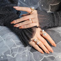 [Set of four] Korean style female internet celebrity trinket ins pearl bestie ring set knuckle index finger ring