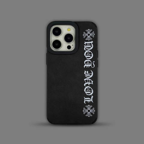 Gothic Text Cross Leather iPhone Case