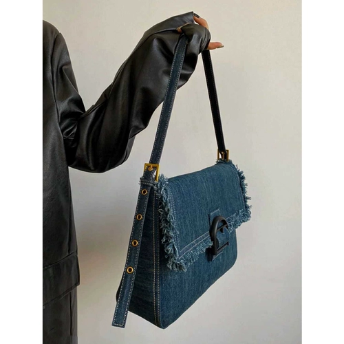 Джинсовая небольшая сумка, демисезонная сумка на одно плечо, сумка подмышку, 2022, изысканный стиль