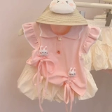 Летняя одежда, детский комплект, летняя юбка для девочек, в западном стиле, детская одежда