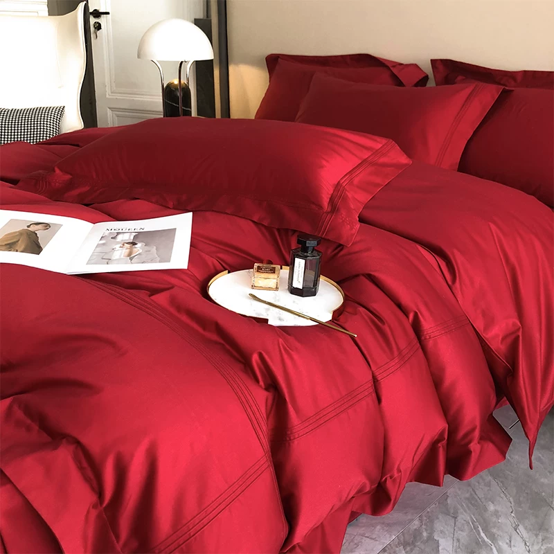 Sheet, cotton red bedspread, set, 100 pieces, 4 piece set
