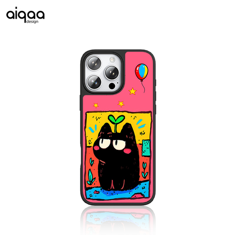 Funny Animal Cartoon Cat Illustration Hearts Stars Pattern Synthetic Leather – Pro/Plus/Max/Air – 17, 16, 15, 14, 13, 12