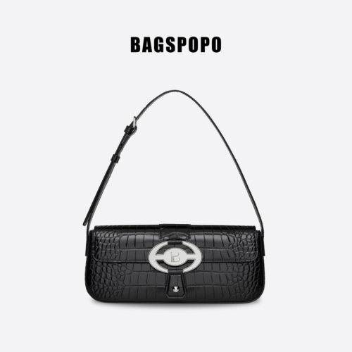 BAGSPOPO сумка для летающей тарелки, первый слой из воловьей кожи с узором под крокодила