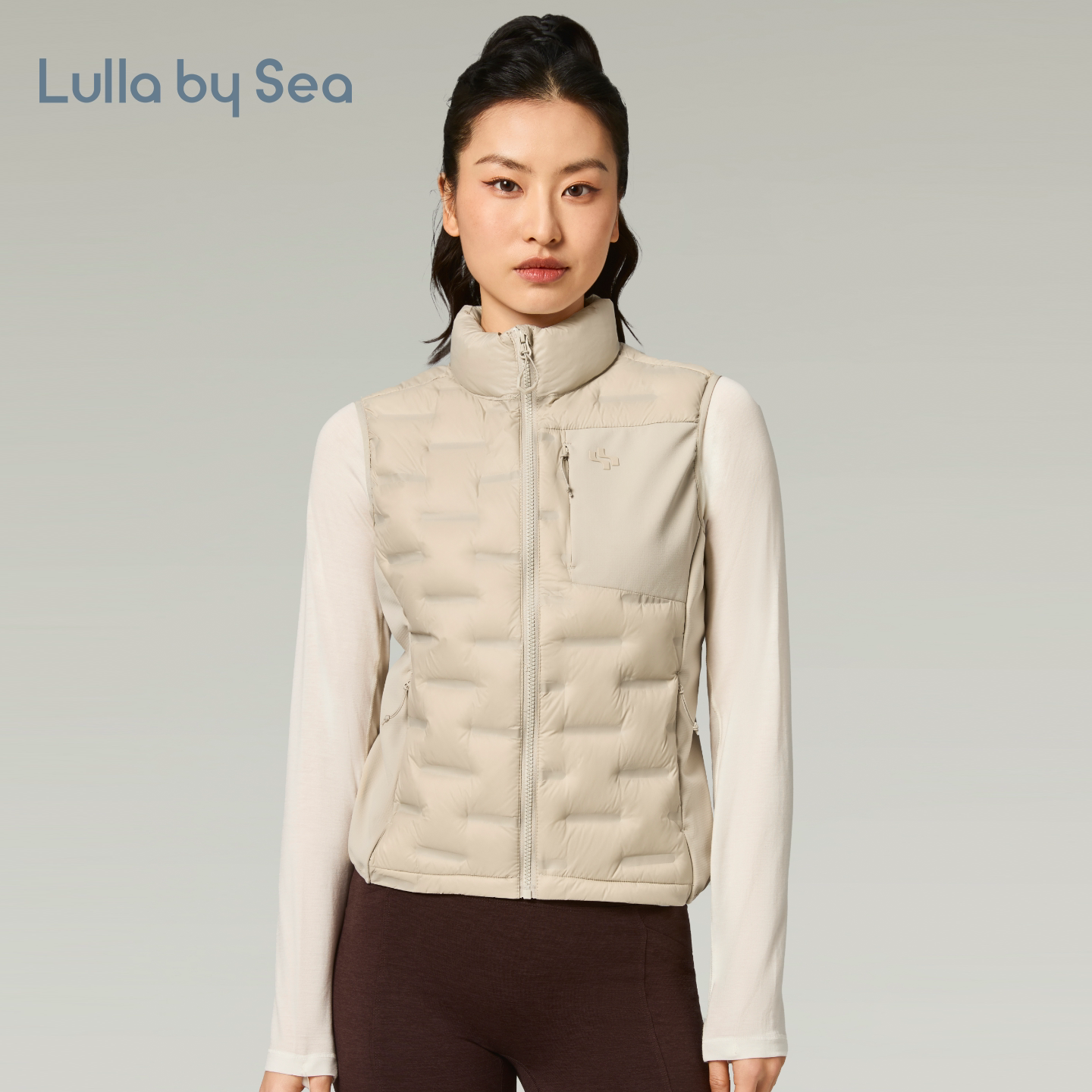 Lightwarm羽绒马甲立领轻暖户外骑行运动保暖背心| Lulla by Sea 动马实拍商品图