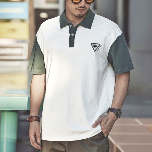 Хлопковая футболка polo, трендовая футболка с коротким рукавом, в американском стиле, оверсайз