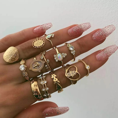 [docona 15pcs/set Bohemian Gold Virgin Mary Heart Flower Kunc]