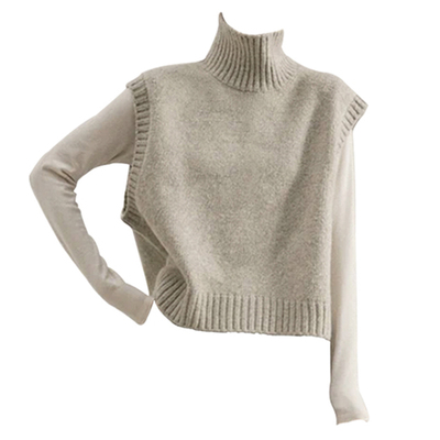 taobao agent Knitted vest, winter tank top, demi-season short sweater, can be worn over clothes