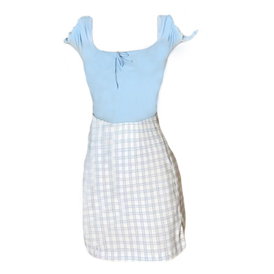 taobao agent Summer clothing, plaid skirt, knitted sweater, jacket, dress, 2023 collection, western style