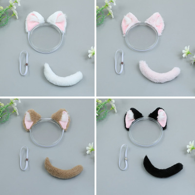 taobao agent Cotton doll 20cm doll head jewelry cat ear cat tail 20 cm doll plush animal hair accessories accessories spot
