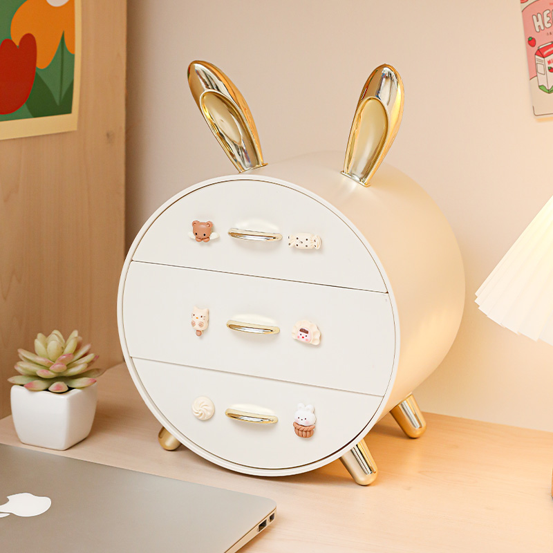 [Chrome-plated gold-off-white] Luxury model ⭐ Cute Rabbit (free 3D cute stickers)