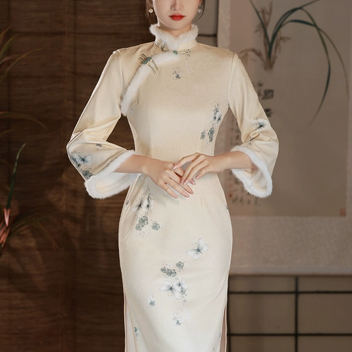 Ципао, элитное легкое платье, коллекция 2023, китайский стиль