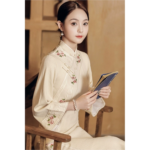 Осеннее ципао, ретро элитное легкое платье, китайский стиль